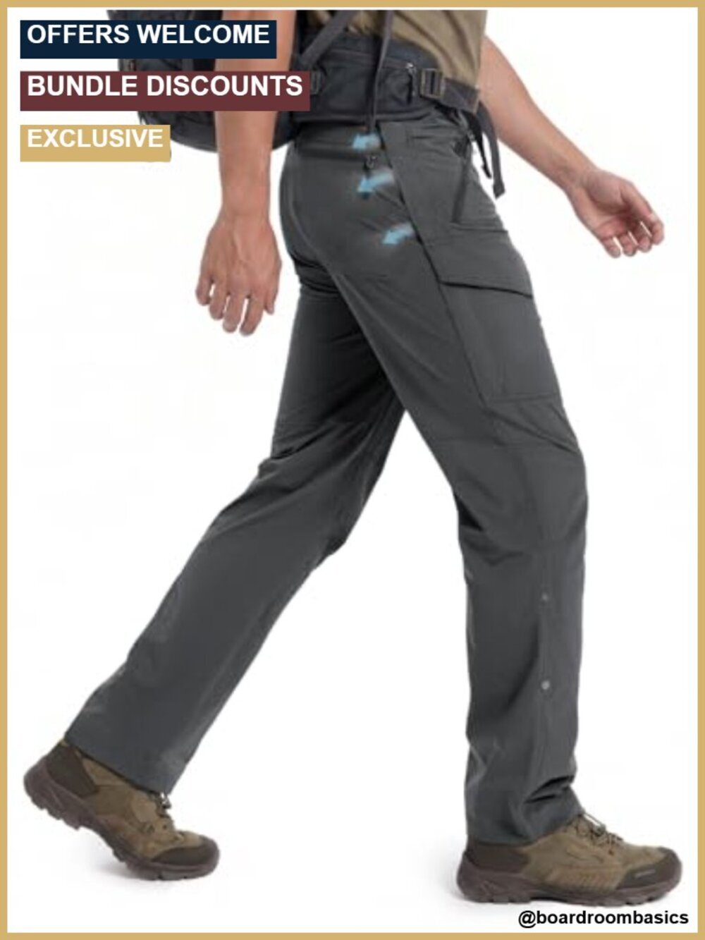 Men's Lightweight Quick Dry Hiking Pants 4-Way Stretch Mesh Vents